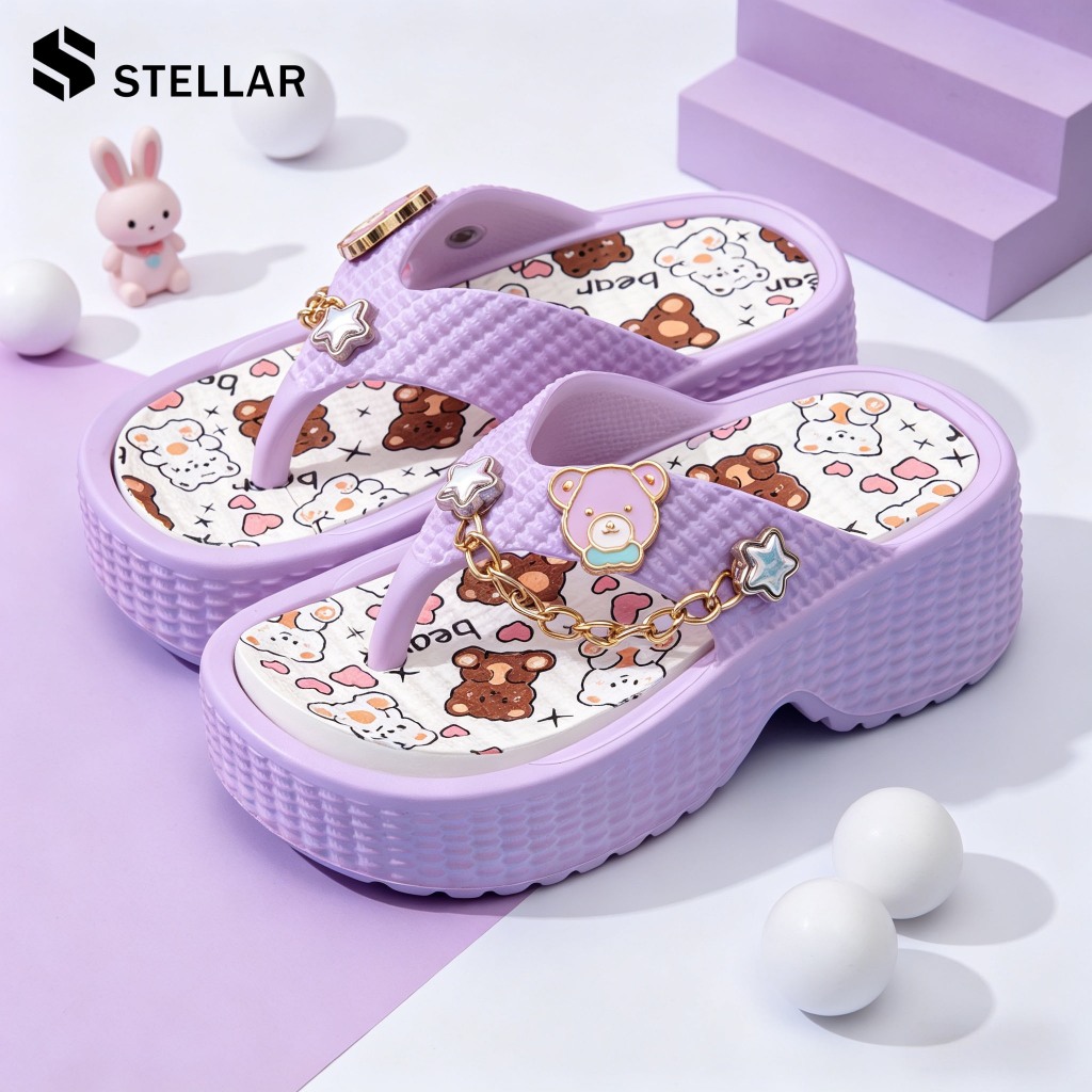 ✨ใหม่! ✨STELLARรองเท้าเด็ก รองเท้าแฟชั่นเด็ก มีกันลื่น ลายการ์ตูนน่ารักๆ เบาสบายเท้า ขนาด 24-35