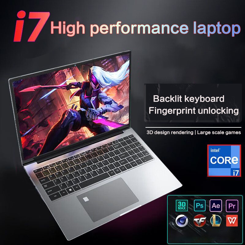 2026 แล็ปท็อป การเล่นเกมแล็ปท็อปแล็ปท็อป Intel Core i7 8565U แรม 16GB SSD 2TB ของ Windows 11 แล็ปท็อ