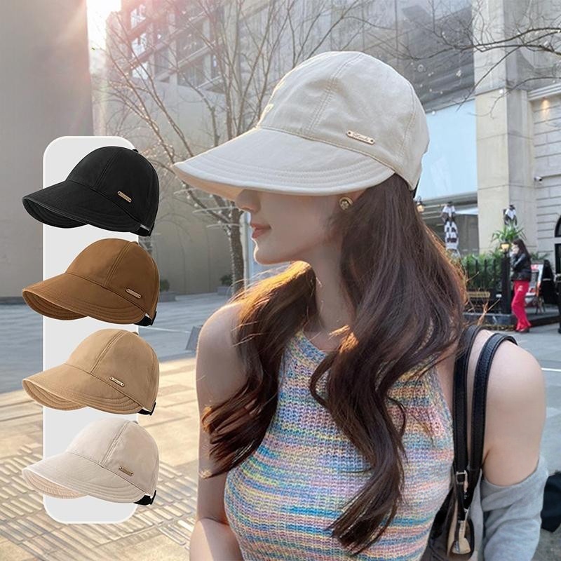 【มีสินค้าพร้อมส่ง】 หมวกปีกกว้าง แก๊ป Cap สไตล์ลำลอง หมวกกีฬาสี มี4สี ใช้ได้ทุกฤดูร้อน ปรับขนาดได้