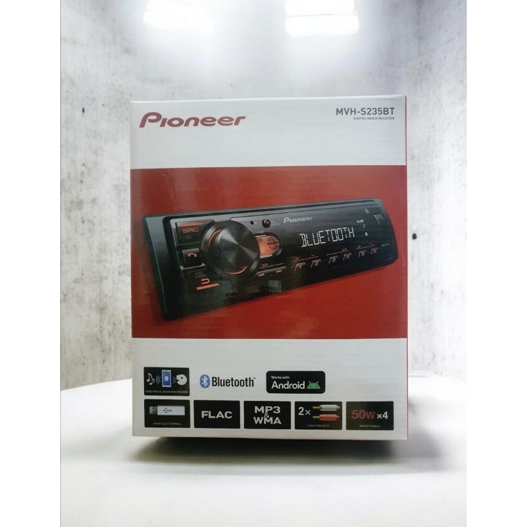 ของแท้ เครื่องเล่นวิทยุ ติดรถยนต์ ไม่ใส่แผ่น PIONEER MVH-S235BT แบบ 1 ดิน ระบบดิจิตอลมีเดียวิทยุ บูล