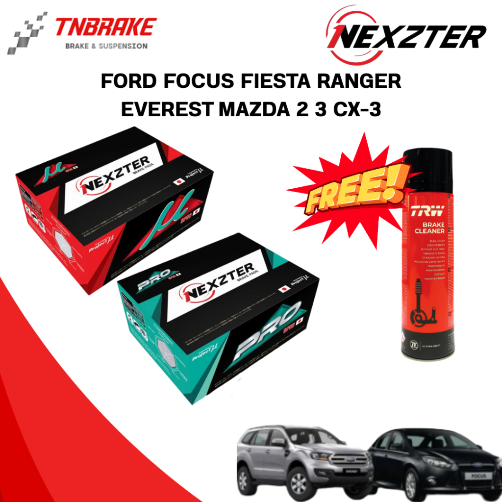 (เลือกติดตั้งฟรี หรือ รับของแถม) NEXZTER MU PRO SPEC ผ้าเบรค (หน้า-หลัง) FORD Focus Fiesta Ranger EVEREST MAZDA 2 3 CX-3