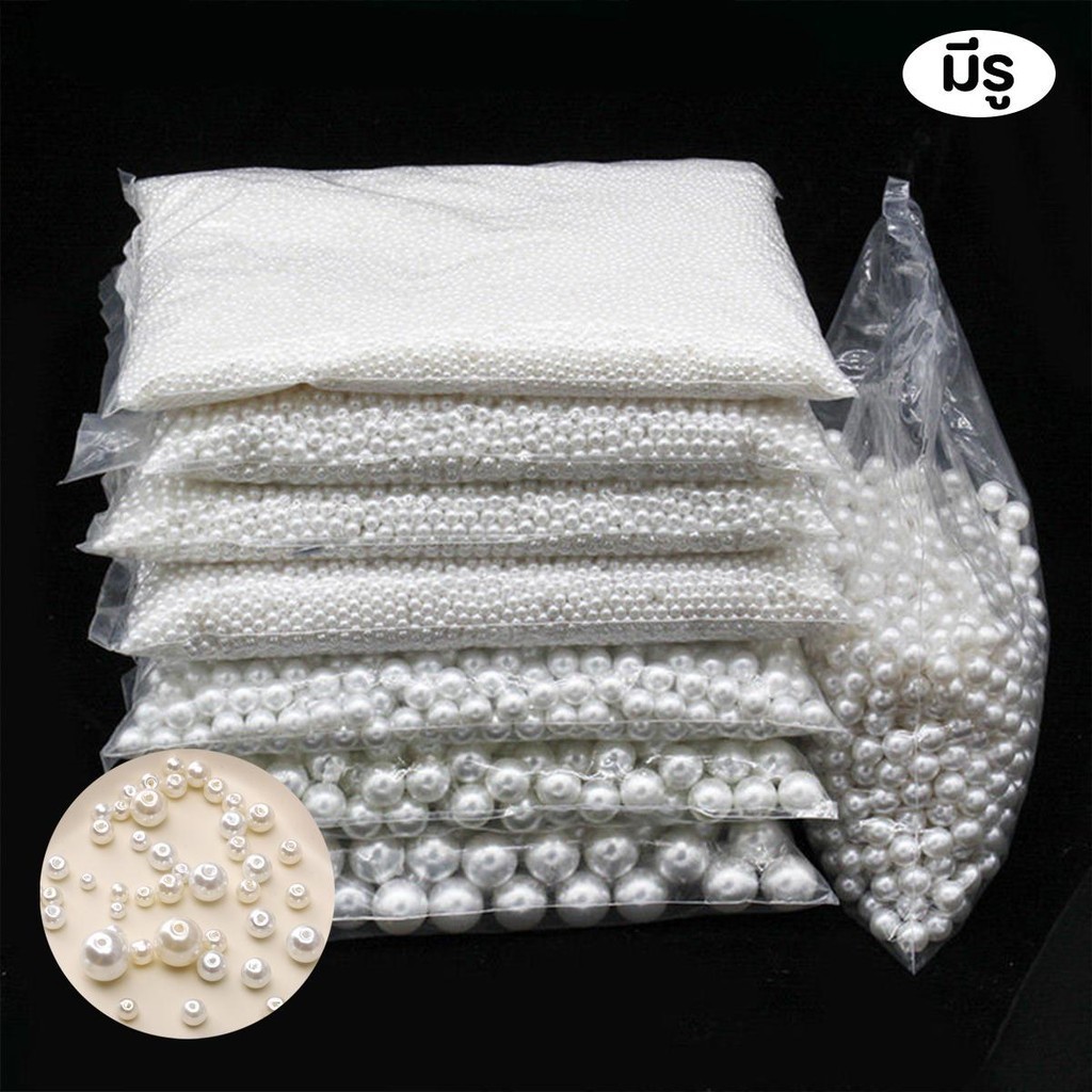 JoyTrayพร้อมส่ง มุกเทียมABSสีขาว/สีครีมมุก(มีรูพรุน)4/6/8/10/12/14/16มม.สำหรับตกแต่งช่อดอกไม้และประดับเสื้อผ้าต่างๆ งานD