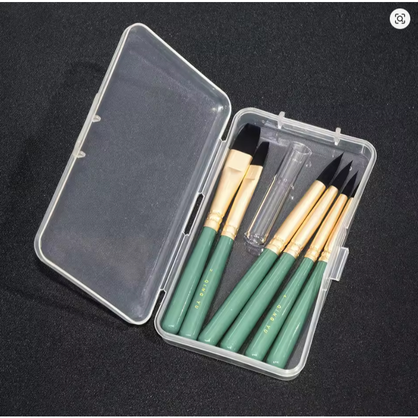 เซ็ทพู่กันพกพา 6 ด้าม พร้อมกล่องและปลอกต่อความยาว Set of 6 mini paintbrushes with box and extention