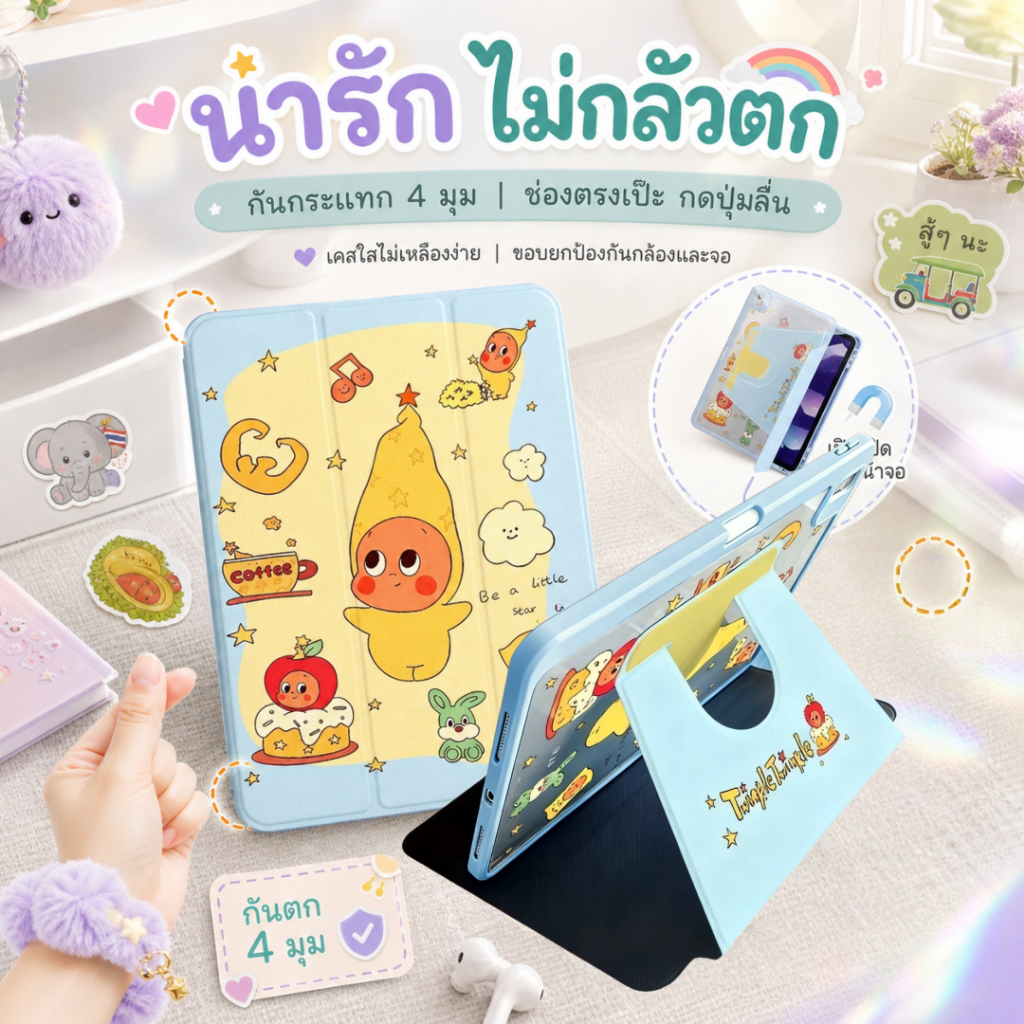 360 case ipad เจน10gen11 air11 air6/7/8 pro10.5 แอร์4/5 10.9 Gen7/8/9 10.2 โปร11นิ้ว air3 Crayon Shin-chan เคสไอแพดสวยๆ