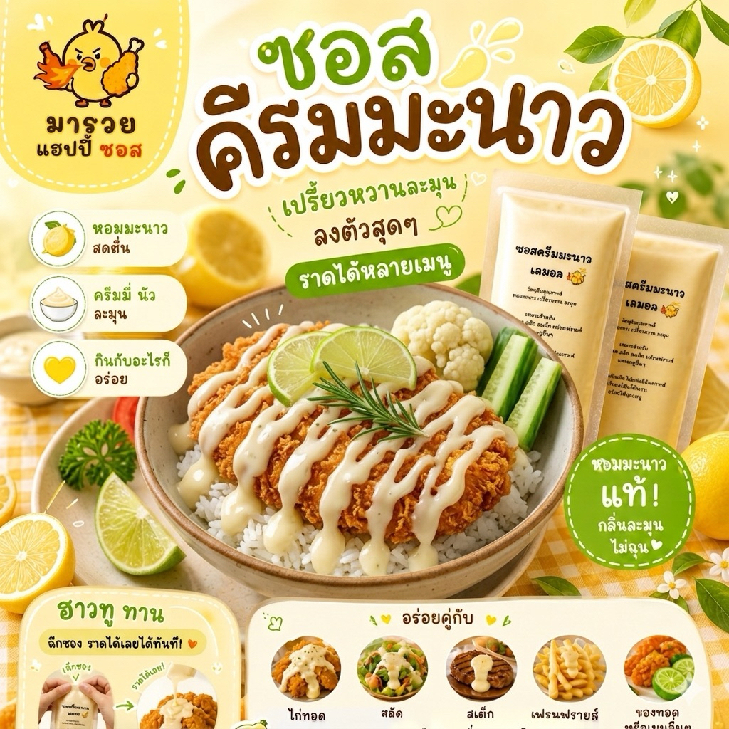 ✨ครีมซอสเลมอนราดข้าวไก่กรอบ –⚡️2สูตรลับ เปรี้ยวกำลังดี ละมุนแบบลงตัว ขนาด1กิโลกรัม