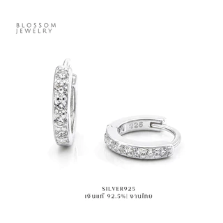 [วัดขนาดก่องสั่งซื้อ] | Hoop CZ ต่างหูห่วงเพชร หนา 2 มิล กว้าง10 มิล | ราคาต่อคู่ | ต่างหูเงินแท้92.5% ต่างหู ตุ้มหู