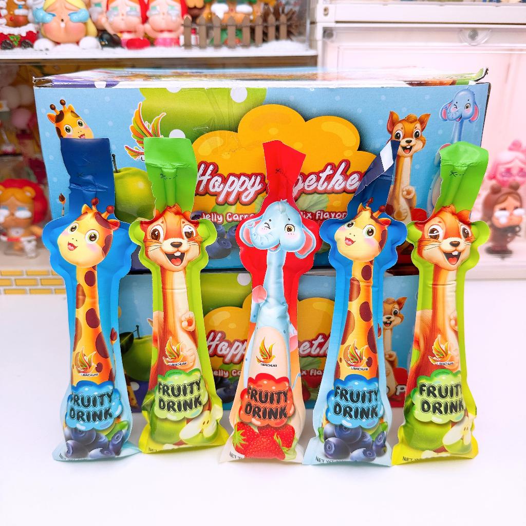 เยลลี่เจลลี่ แฮปปี้ ฟรุตดริ้งค์ สวนสัตว์ น้ำหวานผลไม้ 3 รส 1 กล่อง 30 ชิ้น