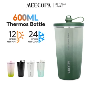MEECOPA แก้วกาแฟเก็บความเย็นเก็บอุณหภูมิ สแตนเลส 304 600ML มีหลอดดื่ม กันรั่ว 360° สะดวกพกพา