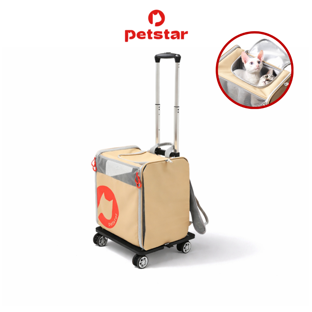 Petstar กระเป๋าเดินทางสัตว์เลี้ยง Pet Trolley Bag มีล้อลาก พับเก็บได้ ใช้งานได้หลายแบบ