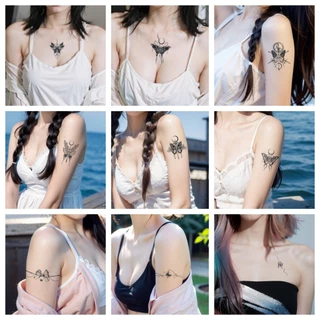 ปัดเกอร์ ผีเสื้อรูปแบบสักสาวเซ็กซี่แขนพืชสักสติกเกอร์รอยสักกันน้ําติดทนนาน15วันสติกเกอร์ผิวรอยสักปลอมชั่วคราว