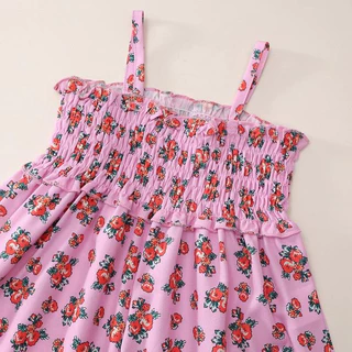 Hania kids พร้อมส่ง - จั๊มสูทเด็กผู้หญิงสายเดี่ยว ลายดอกชมพูหวาน - K5125739