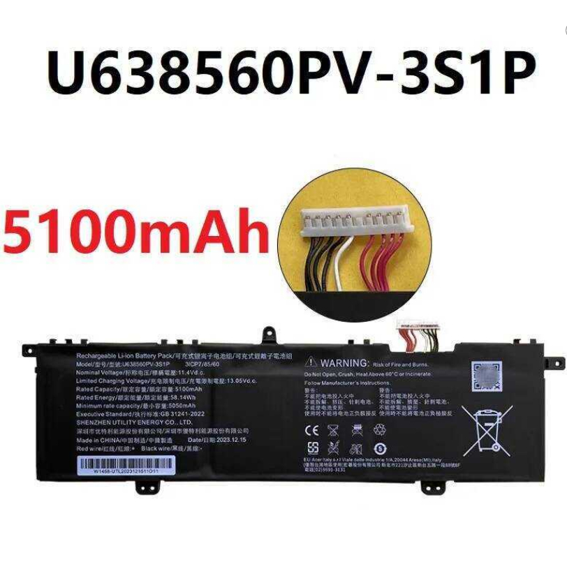 U638560PV-3S1P Laptop Battery For Aspire Lite AL16-51P AL16-52P 5100mAh