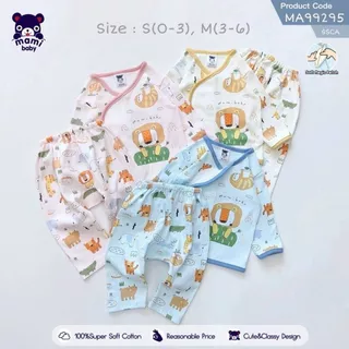 Mami Baby ชุดเด็กผ้าดูด เสื้อแขนยาว+กางเกงขายาว ไซส์ 0-6M ผ้าคอตตอนนุ่มๆ (1 ตัว) | BabyTrend