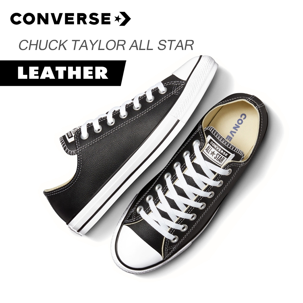 CONVERSE รองเท้าหนัง Chuck Taylor All Star Leather Ox - Black [132174C_U5BKXX] (Core Classic)