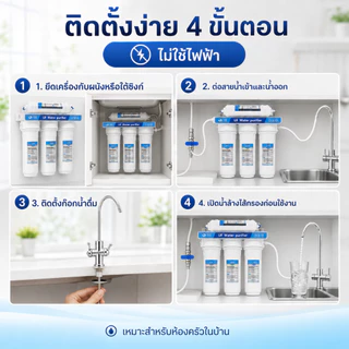 เครื่องกรองน้ำดื่ม 5 ขั้นตอน UF FAST PURE พร้อมอุปกรณ์ครบชุด