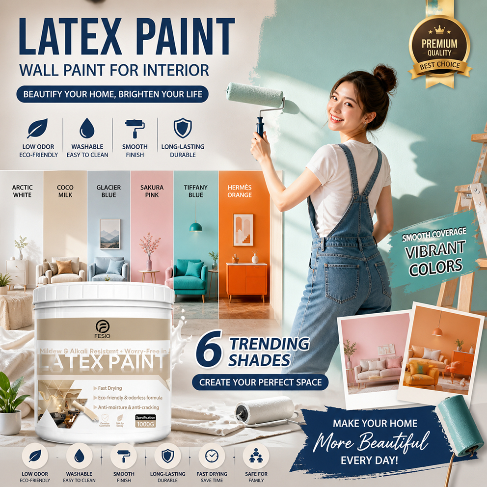สีน้ำทาผนังภายในบ้าน สีไร้กลิ่นปลอดภัย ปกปิดดี กันรา กันชื้น ทาสีรีโนเวทและซ่อมผนังได้ ใช้ทาภายในห้องนอน ห้องนั่งเล่น