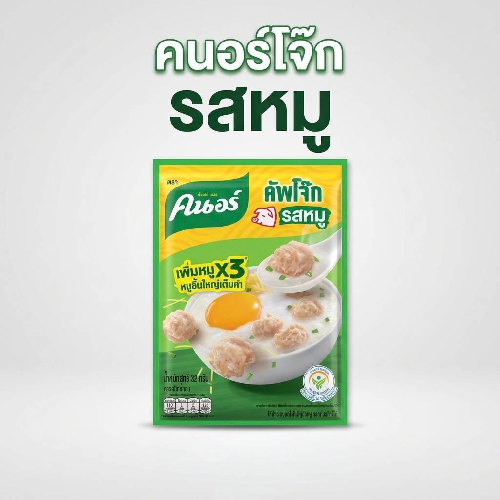 12ซอง คนอร์ คัพโจ๊ก รสหมู ชนิดซอง 32 กรัม