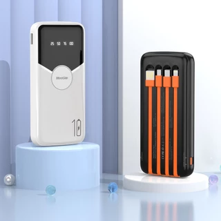 MEEGOO พาวเวอร์แบงค์ 10000mAh มีสายในตัว 3 เสียง + ช่อง USB ใช้ชาร์จพร้อมกัน 4 เครื่อง หน้าจอแสดงพลังงาน พกพาได้บิน