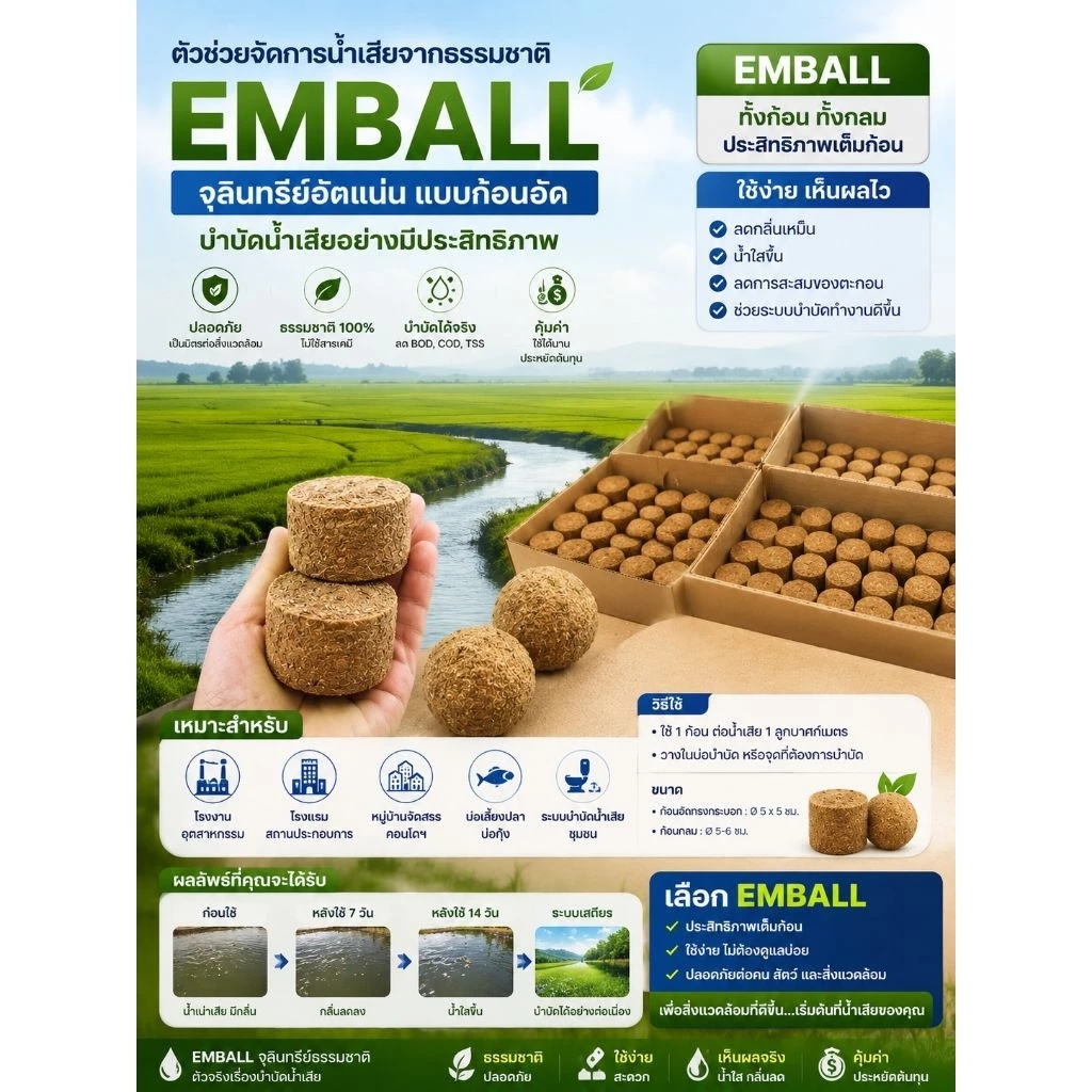 Emball 20ลูก บำบัดน้ำเสีย