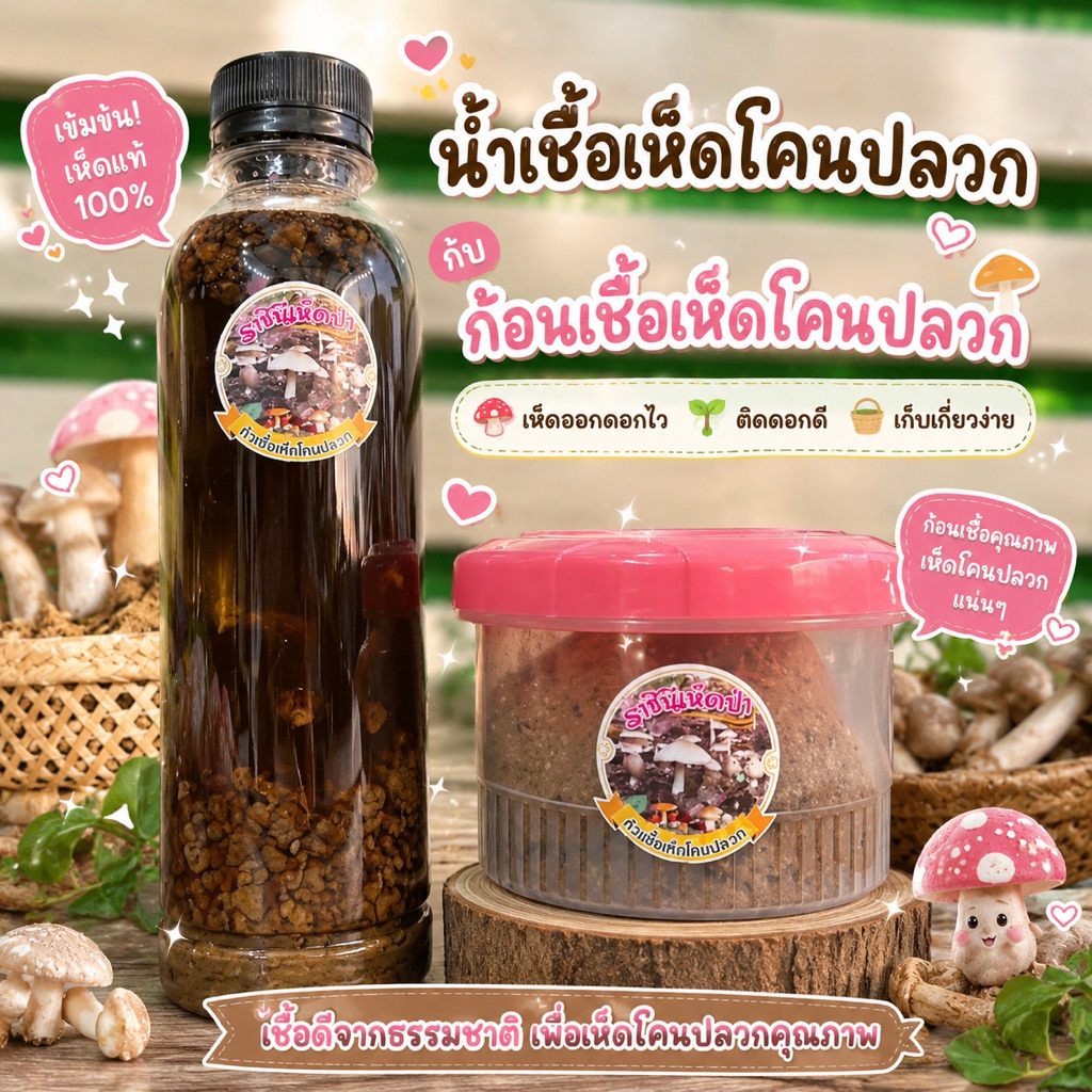 เชื้อเห็ดโคนครบเซตมินิ น้ำเชื้อ+ก้อนเชื้อ