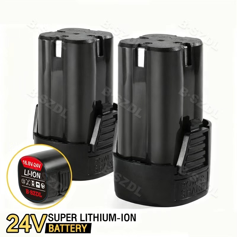 (cod) แบตสว่านไร้สาย 24V พร้อมชุดชาร์จ แบตลิเธียมไอออน Lithium-ion Battery ทรงสี่เหลี่ยม แบตสว่าน 24v 2PCS