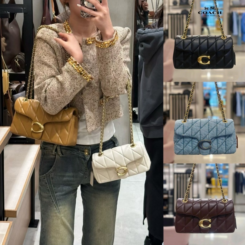 ✨แท้💯%📌 COACH Tabby With Pillow Quilting shoulder bag สะพายข้าง ไหล่หญิง กระเป๋าสายโซ่แฟชั่น