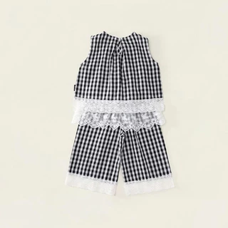 Hania kids พร้อมส่ง ชุดเซ็ต2ชิ้น ชุดคุณหนูวินเทจ ลายตารางสุดคลาสสิค - K5125688
