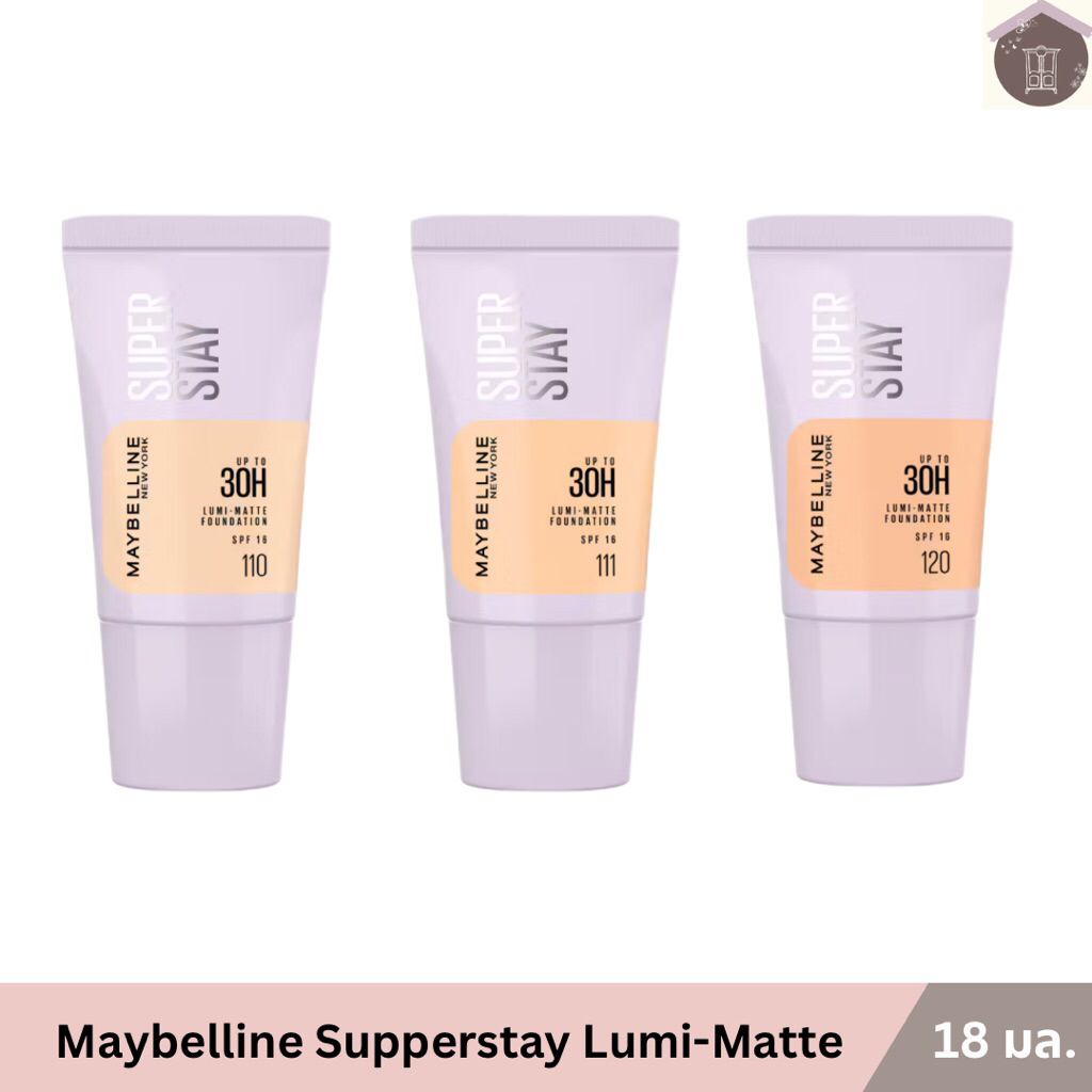 (เลือกสี) 18มล. MAYBELLINE NEW YORK SUPERSTAY LUMIMATTE FOUNDATION รองพื้นแมทล้อแสง ล็อคผิวเนียน ติดทน เนื้อบางเบา
