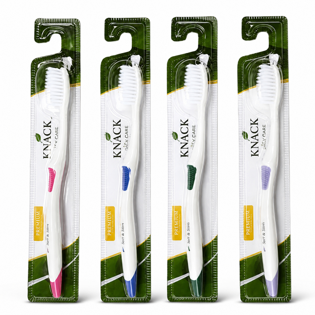Knack Nature แปรงสีฟัน ด้ามยาว 1 ด้าน ขนนุ่ม คุณภาพดี [ จุ๋มสี ]