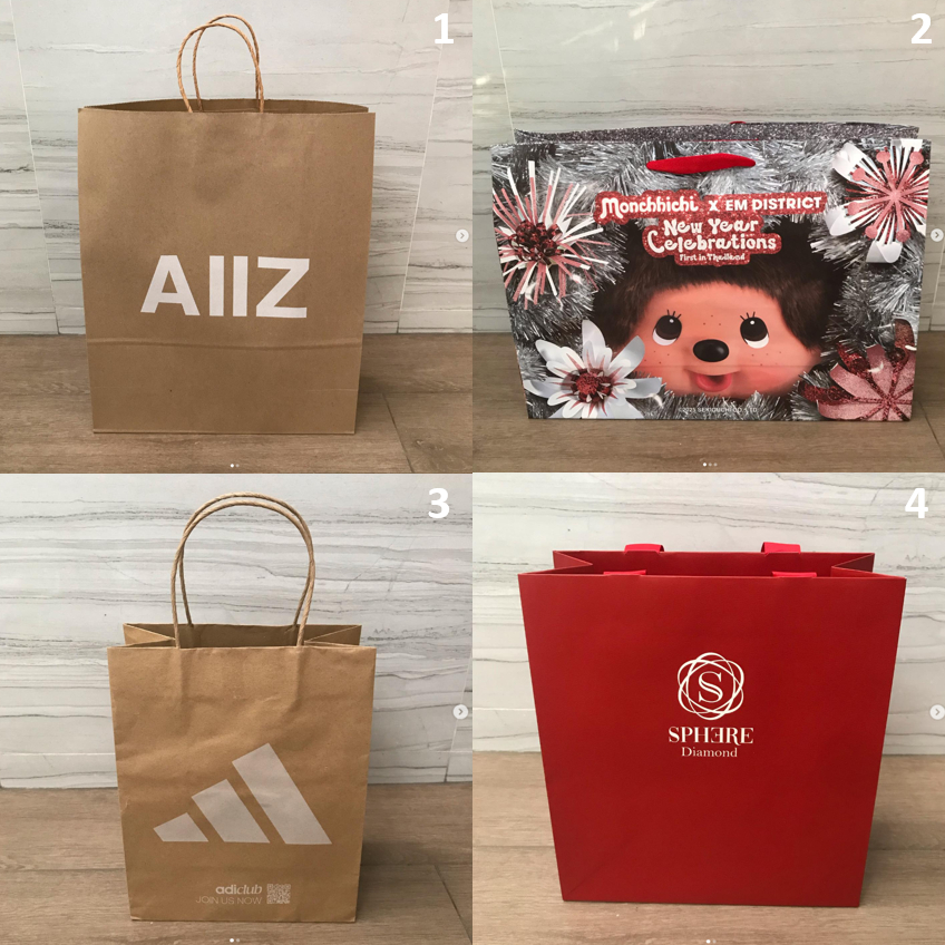 ถุง ถุงกระดาษ แบรนด์ AIIZ , Emporium EM Dustrict x Monchhichi  , ADIDAS , SPHERE DIAMOND ของแท้ ใส่เ