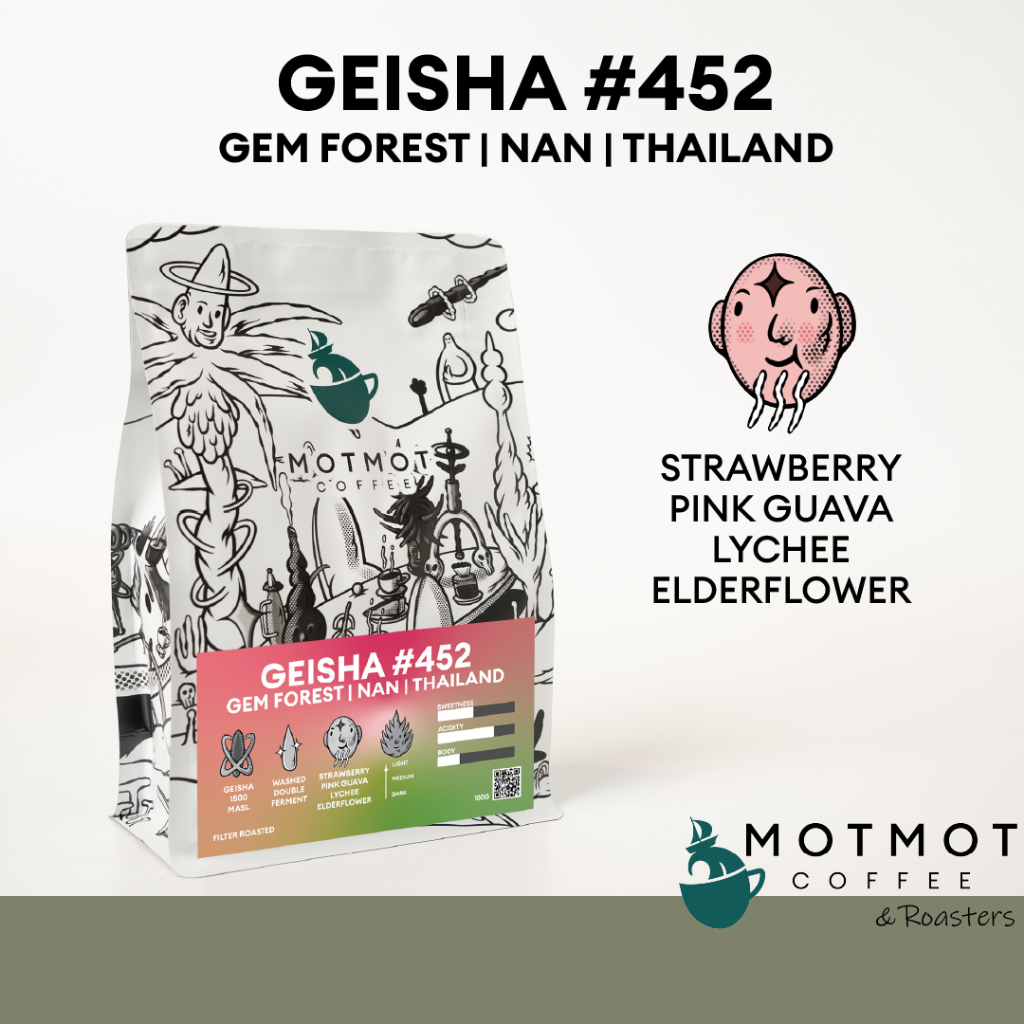 [Experimental Lot#452] Geisha Gem Forest Nan Thailand 100g | เมล็ดกาแฟ เกอิชา น่าน โรงคั่ว MOTMOT COFFEE