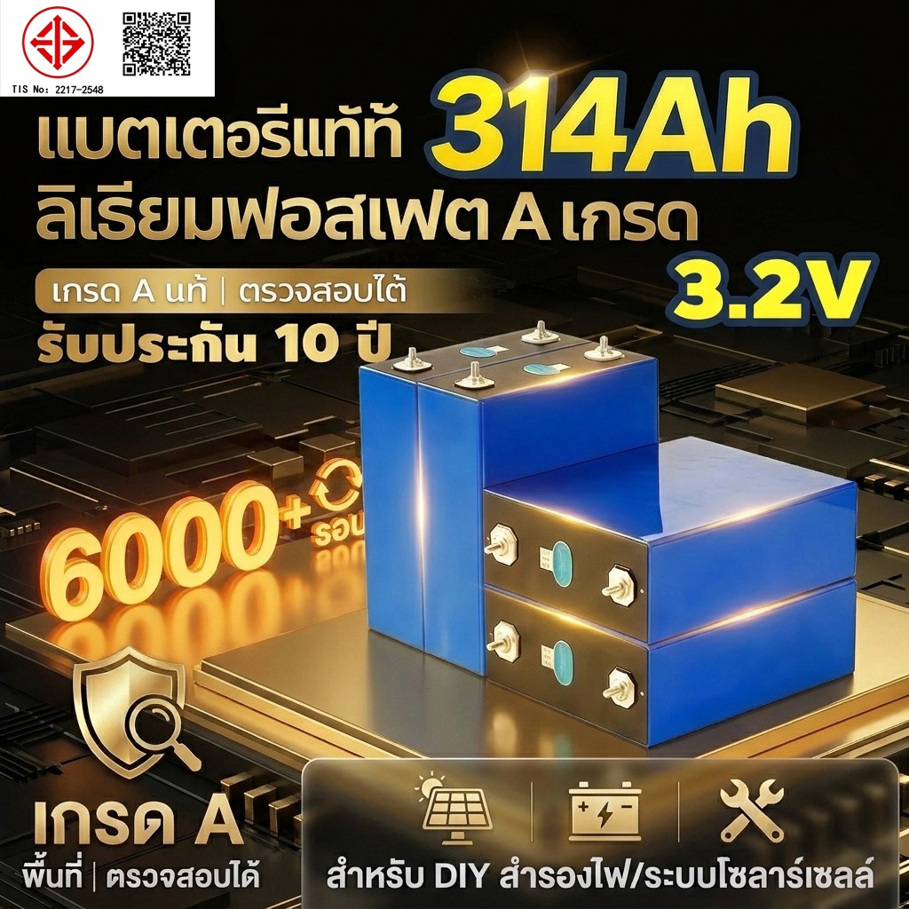 แบตเตอรี่ 【CATL Lifepo4 314AH】 พลังงานสูง 3.2V 314AH Lifepo4 แบตเตอรี่ลิเธียมไอออนฟอสเฟต 8000 รอบ รั