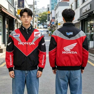 【พร้อมส่งไทย】F1 Ferrari แจ็คเก็ต เสื้อแข่งรถ ลำลอง อเมริกันย้อนยุค ปักลาย กันลม แบบมีซิป สำหรับผู้ชายผู้หญิง