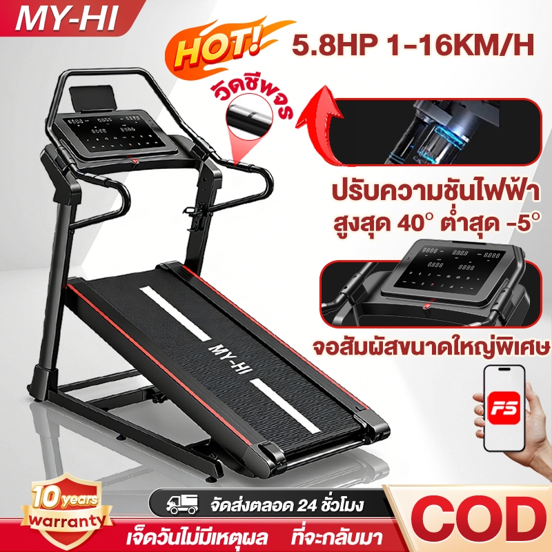 【MY-HI】 ลู่วิ่งไฟฟ้า ปีนเขา ขึ้นเนิน K610Treadmill ปรับความชันได้ +40°-5° พร้อมมอเตอร์ความเร็วสูง บลูทูธแอป เชื่อมต่อได้