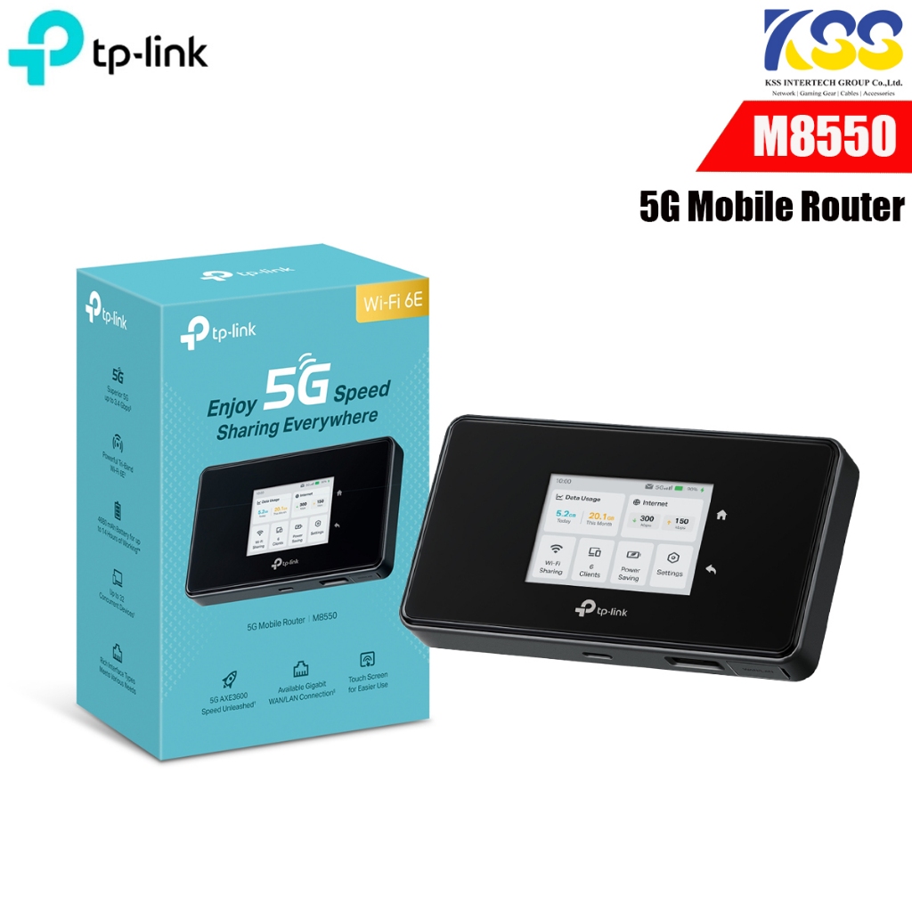TP-Link M8550 พ็อคเก็ตไวไฟ 5G Mobile Wi-Fi เชื่อมต่อพร้อมกันได้ถึง 32 อุปกรณ์ รับประกัน 1 ปี *รองรับ