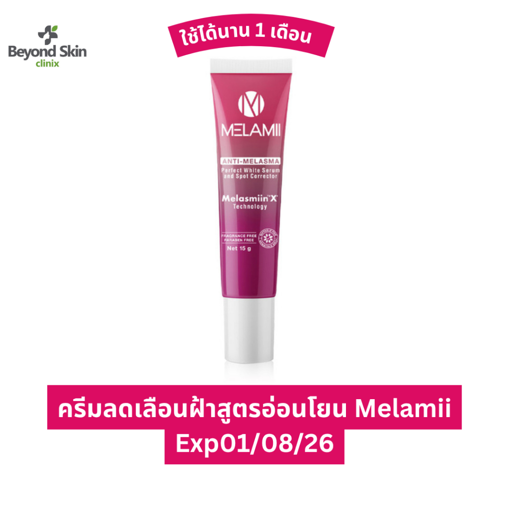 [exp01/08/26] ครีมทาฝ้าเมลามิ Melamii 15g ลดเลือนฝ้ากระจุดด่างดำ ไม่กลับมาเป็นซ้ำ