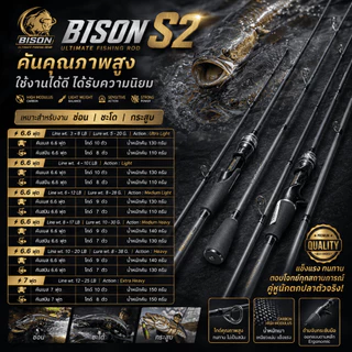 [ ของแท้ ] คันเบ็ดตกปลา คันตีเหยื่อปลอม Bison S2 เหมาะกับงานช่อน ชะโด คุณภาพสูง ใช้งานได้ดี ได้รับความนิยม