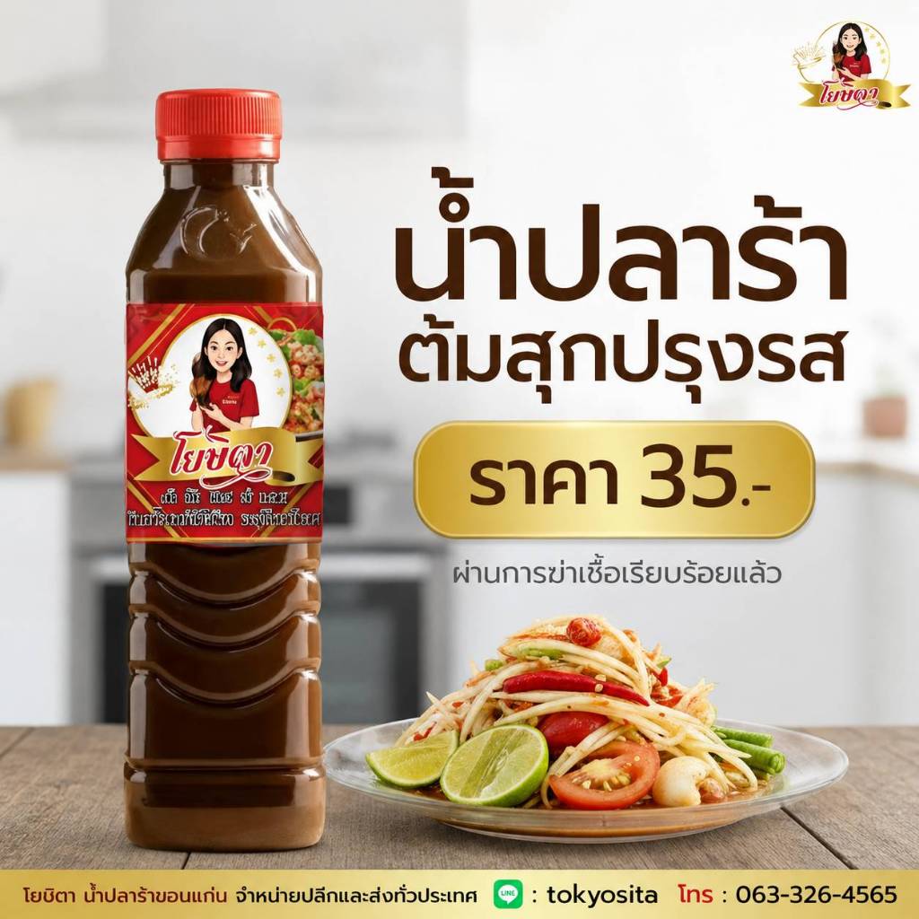 น้ำปลาร้าโยษิตา ฝาแดง อร่อยกลมกล่อม สูตร ตำ ยำ แซ่บนัว