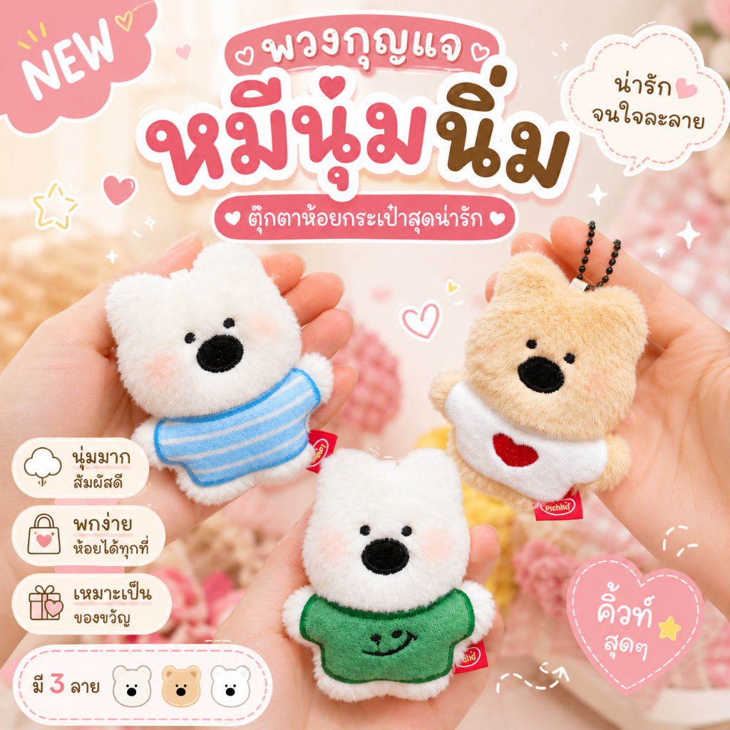 🔥พร้อมส่ง🔥พวงกุญแจตุ๊กตา ที่ห้อยกระเป๋า ตุ๊กตาหมี พวงกุญแจน่ารักๆ จี้ห้อยกระเป๋า Duck