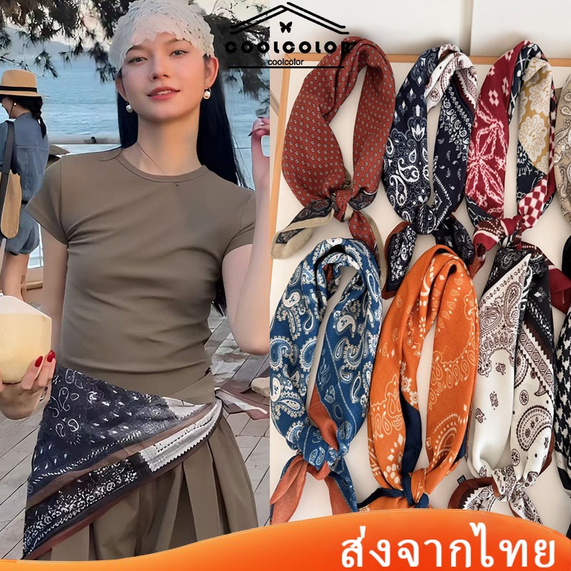 ในไทย💖ผ้าพันคออเนกประสงค์Y2Kวินเทจทันสมัย แฟชั่นสําหรับผู้หญิง สาวฮอตตกแต่ง ใส่ได้ทุกโอกาส.COD