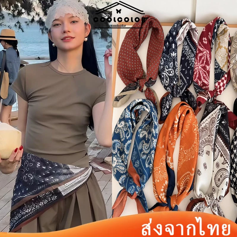 ในไทย💖ผ้าพันคออเนกประสงค์Y2Kวินเทจทันสมัย แฟชั่นสําหรับผู้หญิง สาวฮอตตกแต่ง ใส่ได้ทุกโอกาส.COD