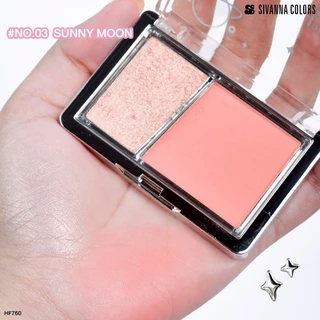 (HF760) Sivanna Colors Blush on the Moon ซีเวนน่า คัลเลอร์ส 2in1 บลัชออน&ไฮไลท์ในตลับเดียว บลัชออนเปิดผิวสว่าง มีมิติ