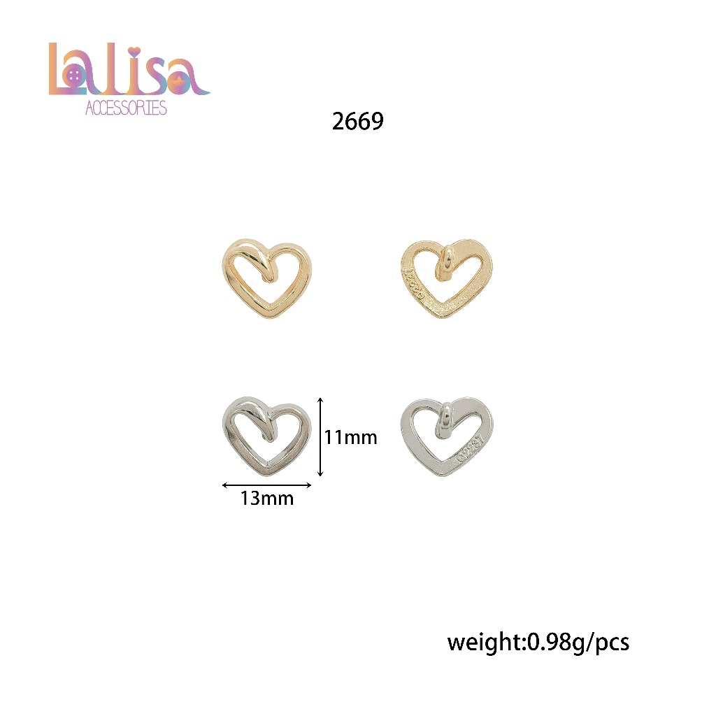 กระดุมรูปหัวใจดีไซน์เรียบหรู ดูแพง alloy button 2669
