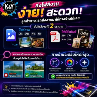 รับปริ้นป้ายเมนู เคลือบใส / ฟิวเจอร์บอร์ด A4 A3 ตามแบบลูกค้า หรือ AI Design