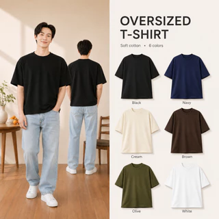 เสื้อยืดโอเวอร์ไซส์ คอฟิต BOXY OVERSIZED Crop Unisex คอกลม แขนสั้น Cotton 100% ทรงหลวม สไตล์เกาหลี