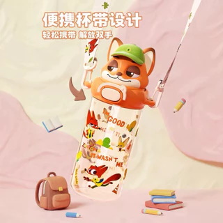 Zootopia นิค&จูดี้ 580ml พร้อมหลอดดูด และสายคล้องคอ