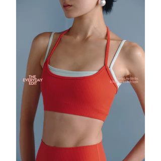 when.we.stretch - Everyday Double Layer Rib Bra สายคล้องคอปรับระดับได้ (-เฉพาะบรา-) *พร้อมส่ง*