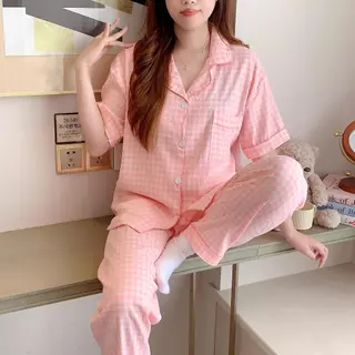 (HOT) ชุดนอนผูหญิง แขนสั้นขายาว ผ้าไหมญี่ปุ่น ผ้านุ่มสบาย ใส่สบายตลอดคืน ขนาด L-4XL