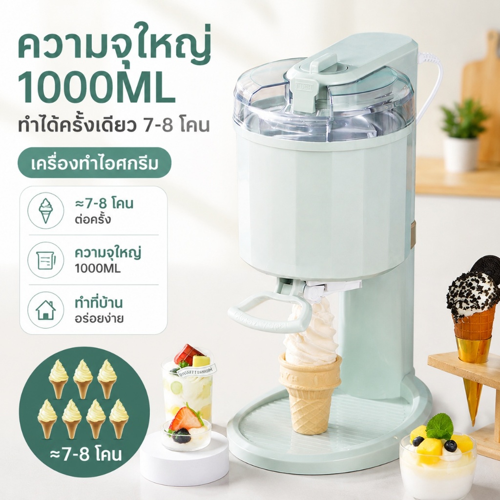 เครื่องทำไอศกรีม Ice Cream Maker สมาร์ททัชสกรีน เครื่องทำเกร็ดน้ำแข็ง เกล็ดหิมะและไอศกรีมโฮมเมด