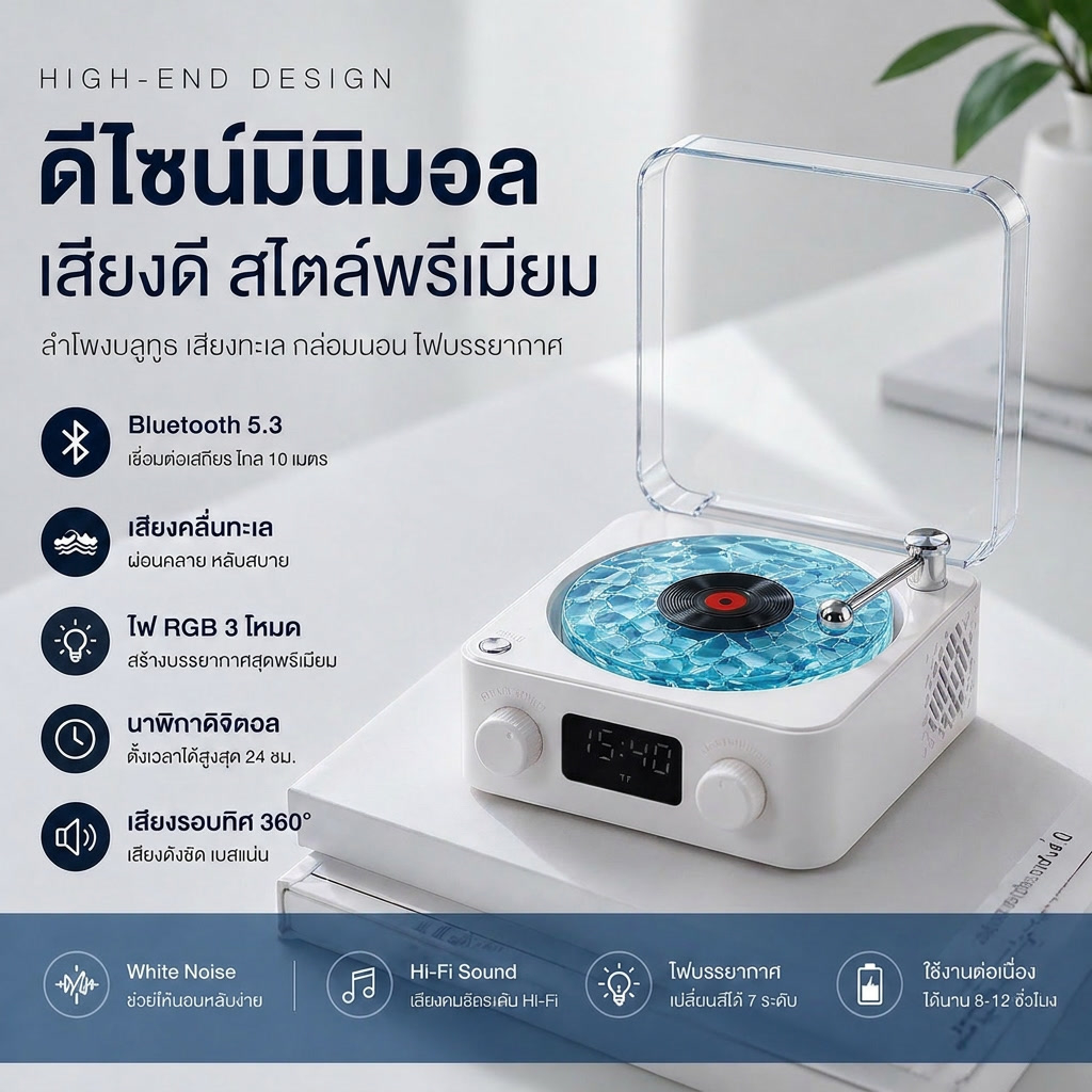 ลำโพงมินิมอล ดีไซน์เรียบหรู Bluetooth Speaker ไฟบรรยากาศ เสียงดี คุณภาพพรีเมียม แต่งบ้าน